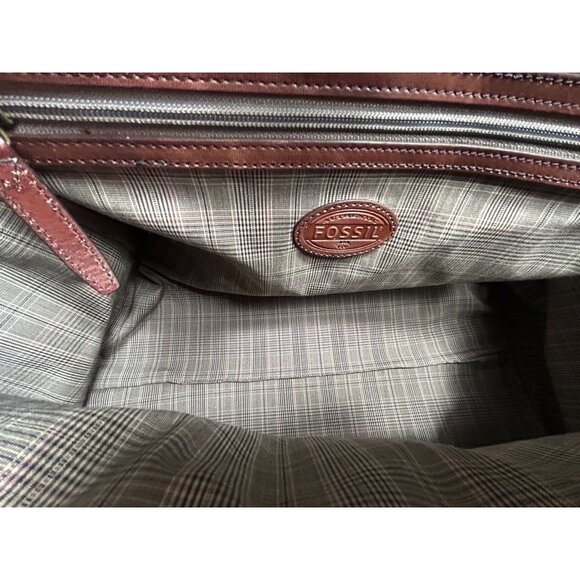 Vintage Fossil 'Lineage' Framed Doctor's Style Leather Bag in Brown - Picture 9 of 14